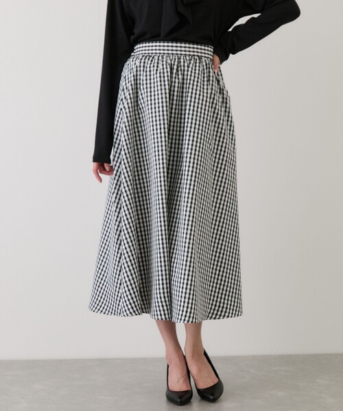 Jayro（ジャイロ）の「ギンガムチェックギャザースカート（スカート・レディース・ブルー系その他3/ブラック系その他・M）」の3枚目の写真