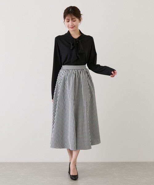 Jayro（ジャイロ）の「ギンガムチェックギャザースカート（スカート・レディース・ブルー系その他3/ブラック系その他・M）」の6枚目の写真