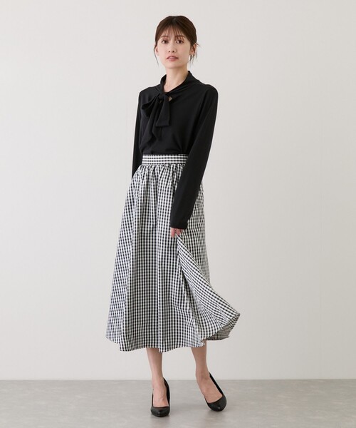 Jayro（ジャイロ）の「ギンガムチェックギャザースカート（スカート・レディース・ブルー系その他3/ブラック系その他・M）」の7枚目の写真