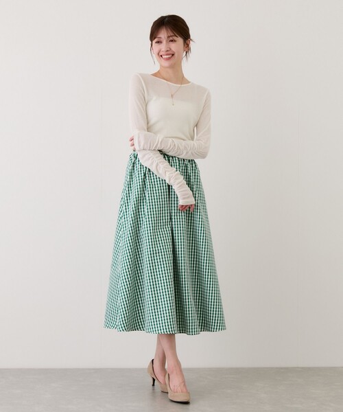 Jayro（ジャイロ）の「ギンガムチェックギャザースカート（スカート・レディース・ブルー系その他3/ブラック系その他・M）」の14枚目の写真