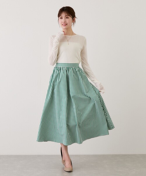 Jayro（ジャイロ）の「ギンガムチェックギャザースカート（スカート・レディース・ブルー系その他3/ブラック系その他・M）」の15枚目の写真