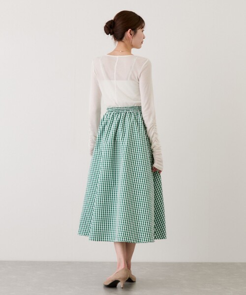 Jayro（ジャイロ）の「ギンガムチェックギャザースカート（スカート・レディース・ブルー系その他3/ブラック系その他・M）」の18枚目の写真