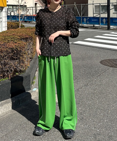 PILIT（ピリット）の「シアードビードット　シャーリング5分袖ブラウス（シャツ/ブラウス・レディース・ブラック/ホワイト・MEDIUM）」の10枚目の写真