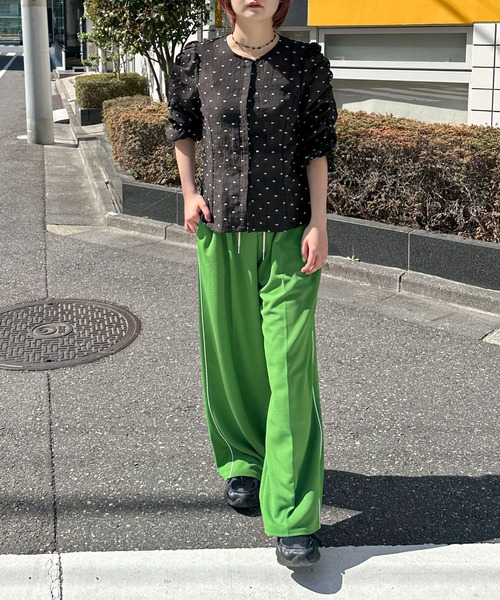 PILIT（ピリット）の「シアードビードット　シャーリング5分袖ブラウス（シャツ/ブラウス・レディース・ブラック/ホワイト・MEDIUM）」の18枚目の写真