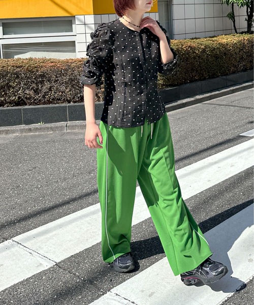 PILIT（ピリット）の「シアードビードット　シャーリング5分袖ブラウス（シャツ/ブラウス・レディース・ブラック/ホワイト・MEDIUM）」の19枚目の写真