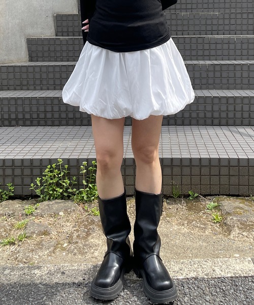 ROGER AND RAW(ロジャーアンドロウ)の「バルーン ミニスカート(スカート・レディース・ブラック/ホワイト・FREE)」の12枚目の写真