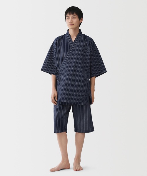 無印良品(ムジルシリョウヒン)の「紳士 しじら織り 甚平(ルームウェア/パジャマ・メンズ・ダークネイビー/グレー系/ネイビー系・M/L/XL/S)」の3枚目の写真