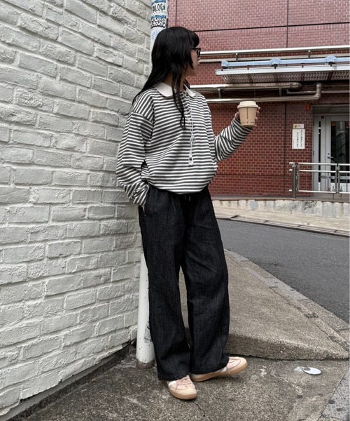 COLONY 2139(コロニートゥーワンスリーナイン)の「リネン混デニムストレートパンツ(デニムパンツ・メンズ・ブラック/ネイビー・SMALL/MEDIUM/LARGE)」の8枚目の写真