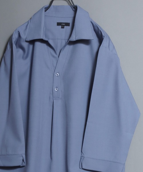 ANPAS（アンパス）の「Skipper-Neck 3/4 Sleeve Shirt / 七分袖スキッパーシャツ メンズ 春夏（シャツ/ブラウス・メンズ・ホワイト/ブラック/ブルー/テラコッタ・M/XL/L）」の4枚目の写真