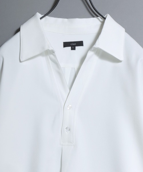 ANPAS（アンパス）の「Skipper-Neck 3/4 Sleeve Shirt / 七分袖スキッパーシャツ メンズ 春夏（シャツ/ブラウス・メンズ・ホワイト/ブラック/ブルー/テラコッタ・M/XL/L）」の10枚目の写真