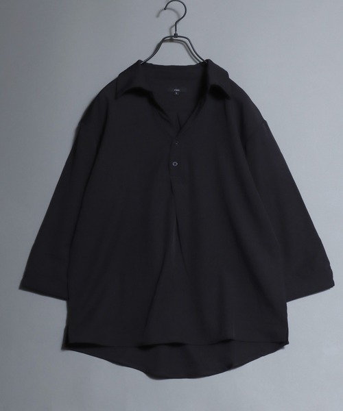 ANPAS（アンパス）の「Skipper-Neck 3/4 Sleeve Shirt / 七分袖スキッパーシャツ メンズ 春夏（シャツ/ブラウス・メンズ・ホワイト/ブラック/ブルー/テラコッタ・M/XL/L）」の7枚目の写真