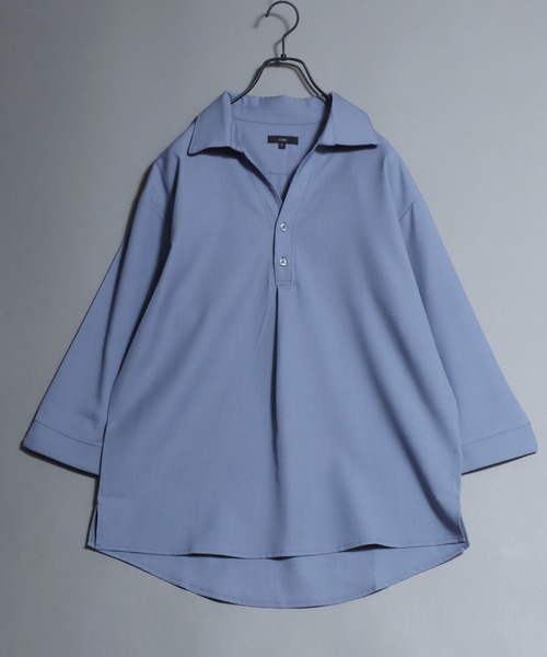 ANPAS（アンパス）の「Skipper-Neck 3/4 Sleeve Shirt / 七分袖スキッパーシャツ メンズ 春夏（シャツ/ブラウス・メンズ・ホワイト/ブラック/ブルー/テラコッタ・M/XL/L）」の9枚目の写真
