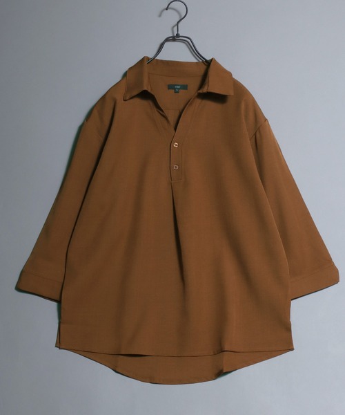 ANPAS（アンパス）の「Skipper-Neck 3/4 Sleeve Shirt / 七分袖スキッパーシャツ メンズ 春夏（シャツ/ブラウス・メンズ・ホワイト/ブラック/ブルー/テラコッタ・M/XL/L）」の8枚目の写真