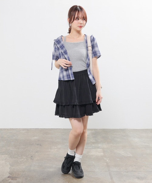 Honeys（ハニーズ）の「フード付シャツ（シャツ/ブラウス・レディース・ブルー系/ホワイト系その他/ブラウン系その他/ネイビー系/ブラック系その他/レッド系その他/ネイビー系1・L/M/S/SS）」の12枚目の写真