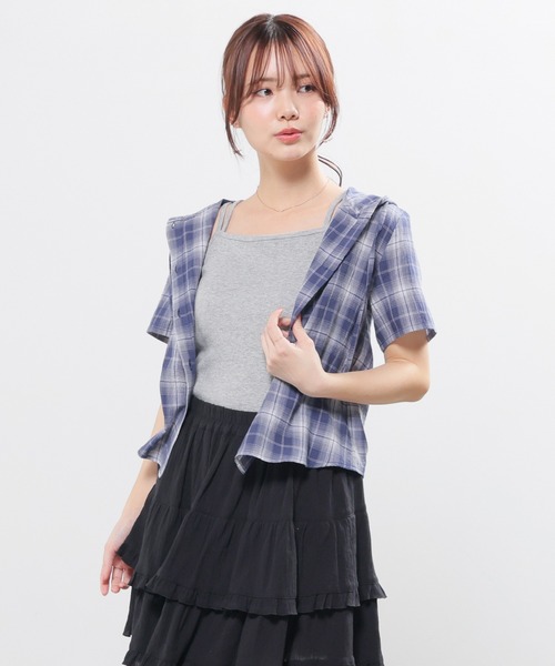 Honeys（ハニーズ）の「フード付シャツ（シャツ/ブラウス・レディース・ブルー系/ホワイト系その他/ブラウン系その他/ネイビー系/ブラック系その他/レッド系その他/ネイビー系1・L/M/S/SS）」の13枚目の写真