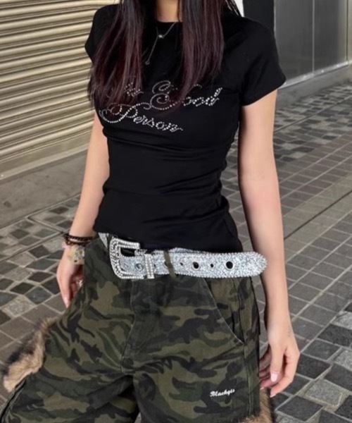 SHEPP(シープ)の「ビジューロゴコンパクトラグランTシャツ(Tシャツ/カットソー・レディース・ホワイト/ブラック・M/S)」の10枚目の写真