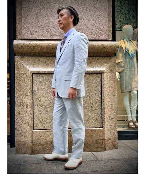 BROOKS BROTHERS(ブルックスブラザーズ)の「コットン/ラミー コードレーン 段返り3釦 No.1サックジャケット Traditional(テーラードジャケット・メンズ・ホワイト×ネイビー・37SHT/38SHT/39SHT/40SHT/42SHT)」の9枚目の写真