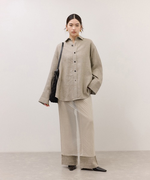 adam et rope リネンシャツ ホワイト SALON adam et ropé(サロン アダム エ ロペ) / リネンオーバーシャツ