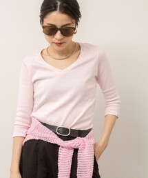 NOLLEY’S | 【MAQWEL/マクウェル】ウォッシャブルCOTTON RIB 7分袖VネックTシャツ(Tシャツ/カットソー)