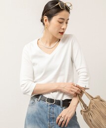 NOLLEY’S | 【MAQWEL/マクウェル】ウォッシャブルCOTTON RIB 7分袖VネックTシャツ(Tシャツ/カットソー)