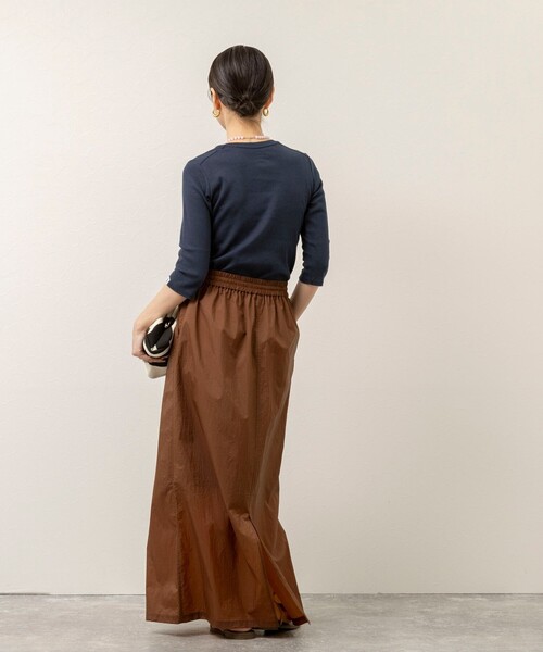 NOLLEY’S（ノーリーズ）の「【MAQWEL/マクウェル】ウォッシャブルCOTTON RIB 7分袖VネックTシャツ（Tシャツ/カットソー・レディース・ネイビー/ベビーピンク/オフホワイト・FREE）」の7枚目の写真