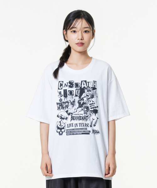 MOZMOZ(モズモズ)の「キャットスクラッチ オーバーサイズ グラフィック 半袖Tシャツ ホワイト(Tシャツ/カットソー・レディース・その他・M/XL/XXL)」の3枚目の写真