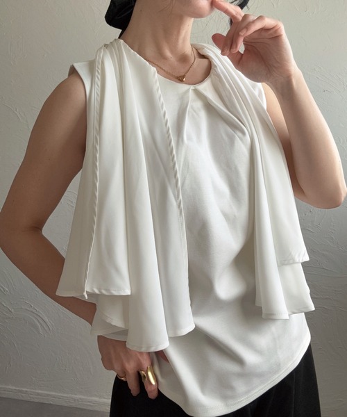 deux amour（ドゥーザムール）の「3way異素材トップス（Tシャツ/カットソー・レディース・ブラック/ホワイト・M～Ｌ）」の3枚目の写真