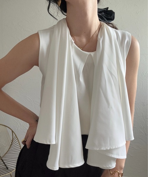 deux amour（ドゥーザムール）の「3way異素材トップス（Tシャツ/カットソー・レディース・ブラック/ホワイト・M～Ｌ）」の5枚目の写真