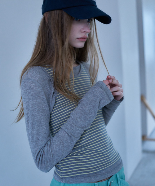 LARTIGENT(ラーティゼン)の「L23 STRIPE LAYERED SET(GRAY)(Tシャツ/カットソー・レディース・その他・FREE)」の1枚目の写真