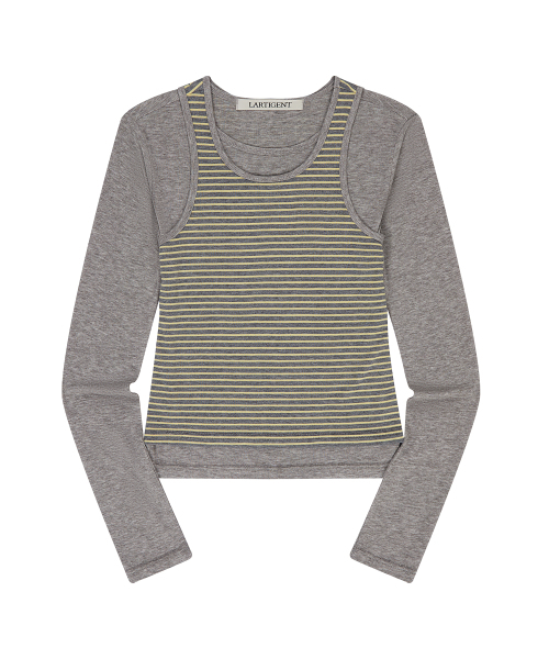 LARTIGENT(ラーティゼン)の「L23 STRIPE LAYERED SET(GRAY)(Tシャツ/カットソー・レディース・その他・FREE)」の2枚目の写真