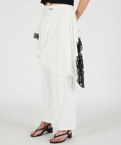 PRANK PROJECT（プランクプロジェクト）の「横向きレースワンピースパンツ / Slip Dress Layered Pants（その他パンツ・レディース・ホワイト/チャコールグレー・36/38）」の17枚目の写真