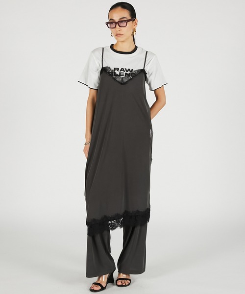 PRANK PROJECT（プランクプロジェクト）の「横向きレースワンピースパンツ / Slip Dress Layered Pants（その他パンツ・レディース・ホワイト/チャコールグレー・36/38）」の4枚目の写真