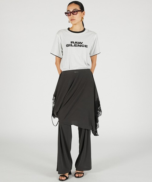 PRANK PROJECT（プランクプロジェクト）の「横向きレースワンピースパンツ / Slip Dress Layered Pants（その他パンツ・レディース・ホワイト/チャコールグレー・36/38）」の3枚目の写真