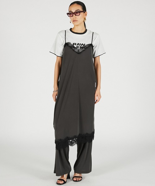 PRANK PROJECT（プランクプロジェクト）の「横向きレースワンピースパンツ / Slip Dress Layered Pants（その他パンツ・レディース・ホワイト/チャコールグレー・36/38）」の8枚目の写真
