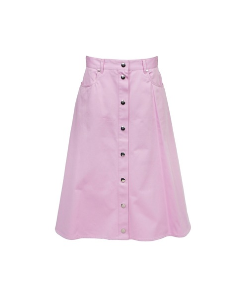MSGM（エムエスジーエム）の「コットンギャバジン Aライン ミディスカート（スカート・レディース・グリーン/ピンク・42/40）」の2枚目の写真