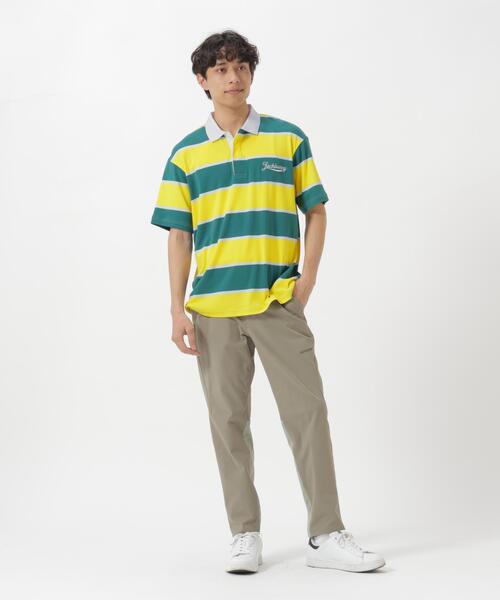 Jack Bunny!!(ジャックバニー)の「PE先染めボーダー半袖ポロシャツ(ポロシャツ・メンズ・イエロー/ネイビー・LARGE/MEDIUM/X-LARGE)」の3枚目の写真