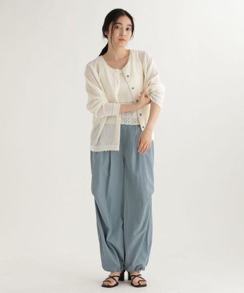 studio CLIP（スタディオクリップ）の「【daily CLIP】ダブルフロントスカラップラグランカーディガン（カーディガン/ボレロ・レディース・ホワイト/ライトグリーン・FREE）」の5枚目の写真