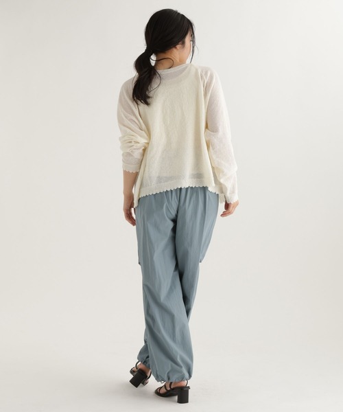 studio CLIP（スタディオクリップ）の「【daily CLIP】ダブルフロントスカラップラグランカーディガン（カーディガン/ボレロ・レディース・ホワイト/ライトグリーン・FREE）」の7枚目の写真