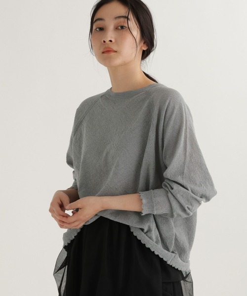 studio CLIP（スタディオクリップ）の「【daily CLIP】ダブルフロントスカラップラグランカーディガン（カーディガン/ボレロ・レディース・ホワイト/ライトグリーン・FREE）」の8枚目の写真