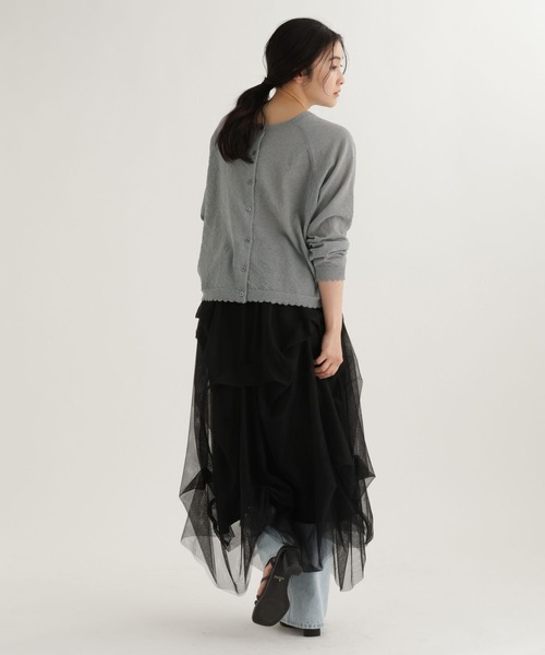 studio CLIP（スタディオクリップ）の「【daily CLIP】ダブルフロントスカラップラグランカーディガン（カーディガン/ボレロ・レディース・ホワイト/ライトグリーン・FREE）」の13枚目の写真