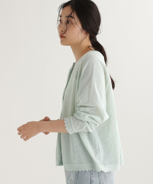 studio CLIP（スタディオクリップ）の「【daily CLIP】ダブルフロントスカラップラグランカーディガン（カーディガン/ボレロ・レディース・ホワイト/ライトグリーン・FREE）」の14枚目の写真