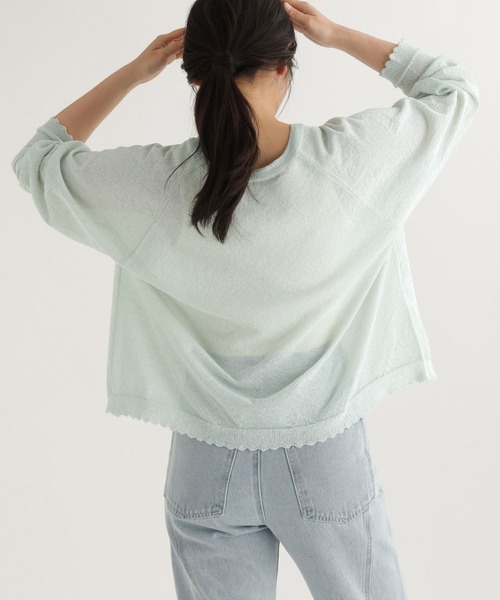 studio CLIP（スタディオクリップ）の「【daily CLIP】ダブルフロントスカラップラグランカーディガン（カーディガン/ボレロ・レディース・ホワイト/ライトグリーン・FREE）」の15枚目の写真