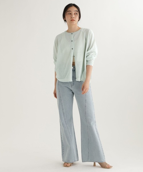 studio CLIP（スタディオクリップ）の「【daily CLIP】ダブルフロントスカラップラグランカーディガン（カーディガン/ボレロ・レディース・ホワイト/ライトグリーン・FREE）」の16枚目の写真