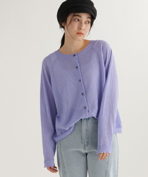 studio CLIP（スタディオクリップ）の「【daily CLIP】ダブルフロントスカラップラグランカーディガン（カーディガン/ボレロ・レディース・ホワイト/ライトグリーン・FREE）」の20枚目の写真