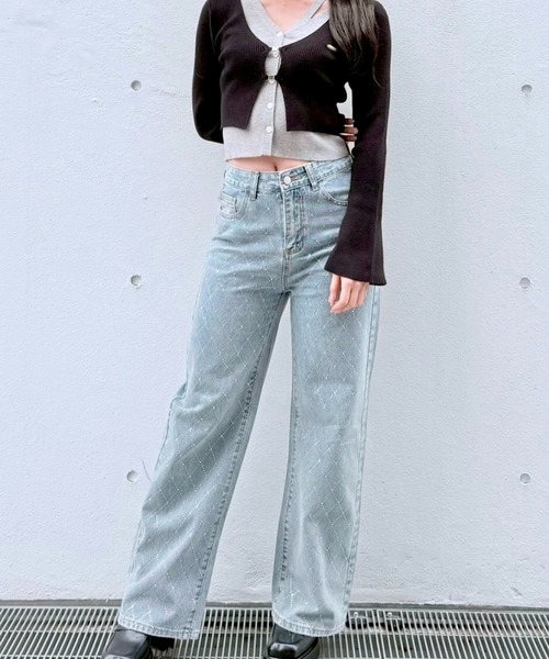 NOMAE(ノーマエ)の「キルティングライクビジューデニム(デニムパンツ・レディース・ブルー・MEDIUM/SMALL)」の5枚目の写真