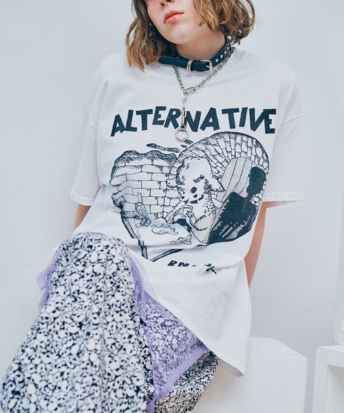 RNA(アールエヌエー)の「M2684 シーププリントTEE(Tシャツ/カットソー・レディース・イエロー/ピンク/ホワイト/ブラック・MEDIUM)」の2枚目の写真