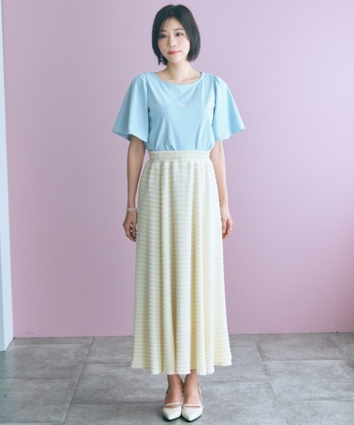 marun(マルン)の「<大きいサイズ>パール調パーツ付ロゴ刺しゅうTシャツ marun(Tシャツ/カットソー・レディース・サックスブルー/ネイビー・5L/4L/3L/LL/L)」の17枚目の写真