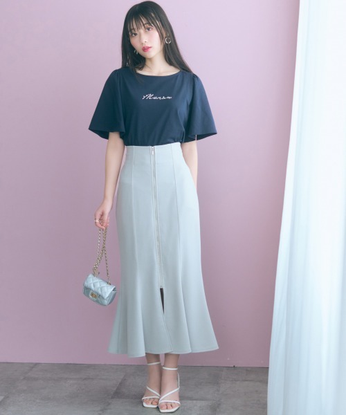 marun(マルン)の「<大きいサイズ>パール調パーツ付ロゴ刺しゅうTシャツ marun(Tシャツ/カットソー・レディース・サックスブルー/ネイビー・5L/4L/3L/LL/L)」の18枚目の写真