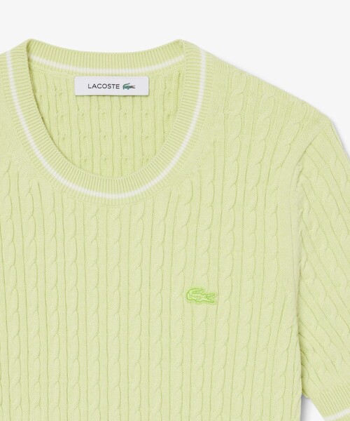 LACOSTE(ラコステ)の「ケーブルニットハーフスリーブTシャツ(ニット/セーター・レディース・ライトグリーン・38/36)」の7枚目の写真