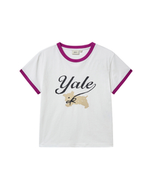 ウィメンズパピリボンリンガーTシャツ_パープル